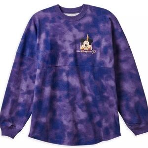 WALT DISNEY 50th Anniversary Puffy Logo Long Sleeve Tee Cinderella Castle Mickey
